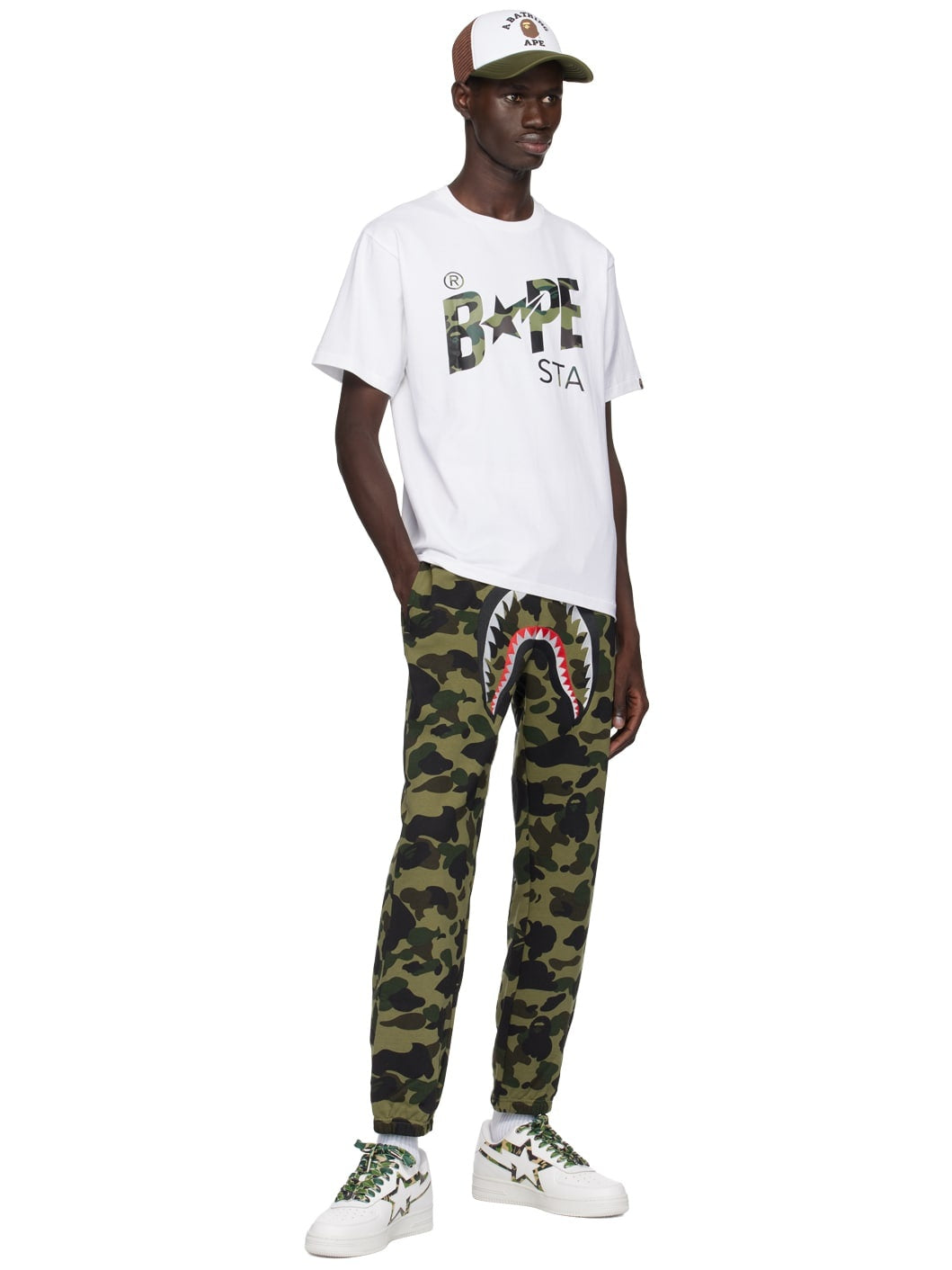 BAPE 1st Camo Bape Sta Logo Tee White/Green