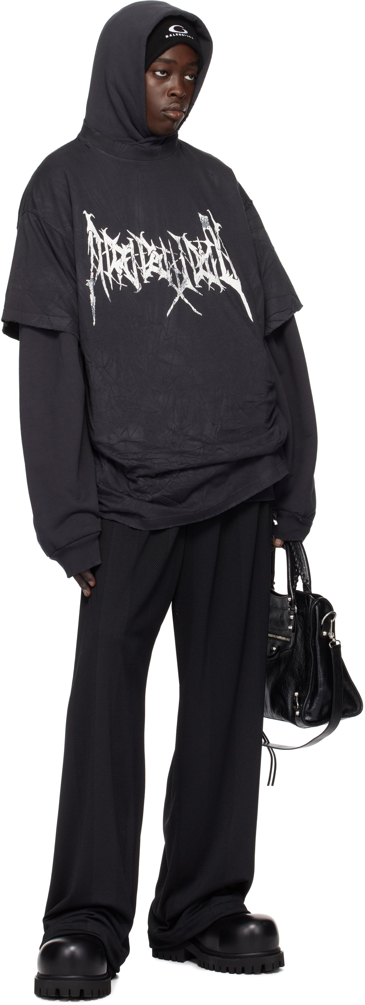 Balenciaga Black Metal Logo Oversized T-shirt