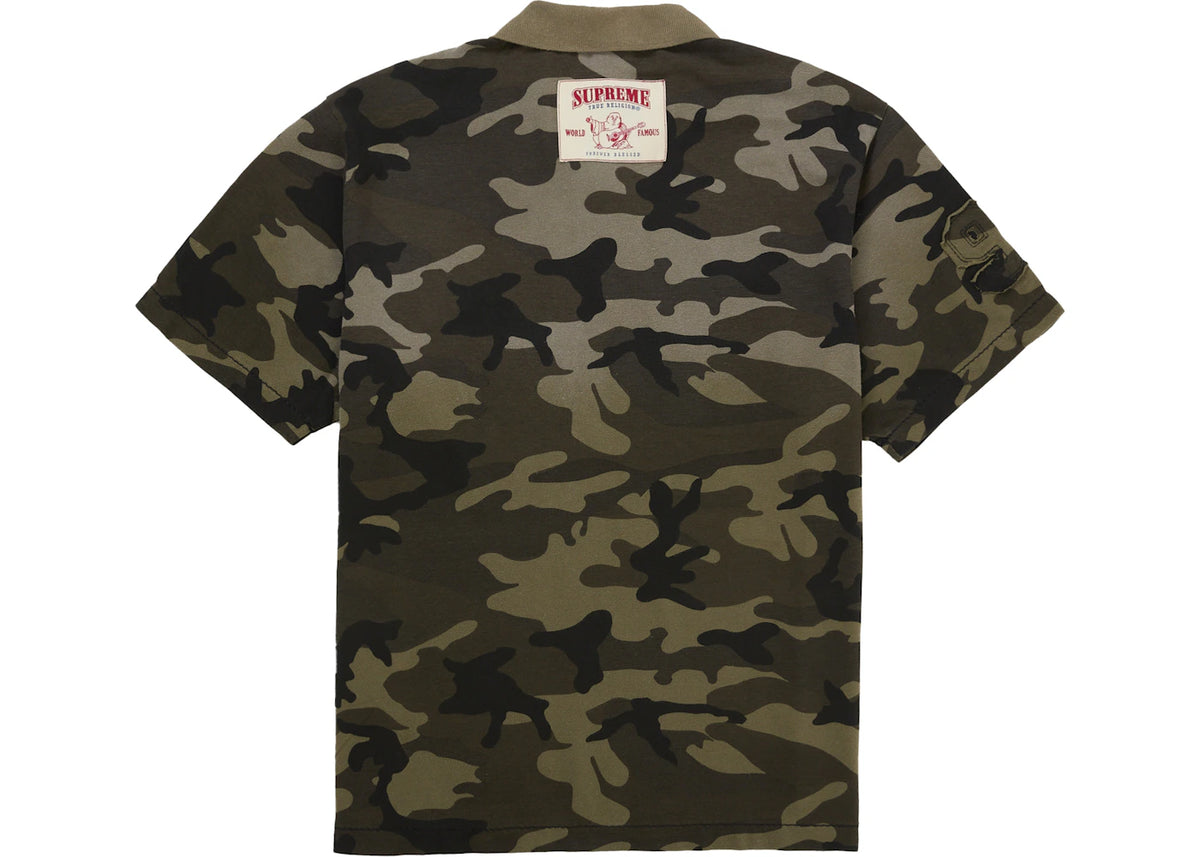 Supreme True Religion Applique Polo Woodland Camo Green