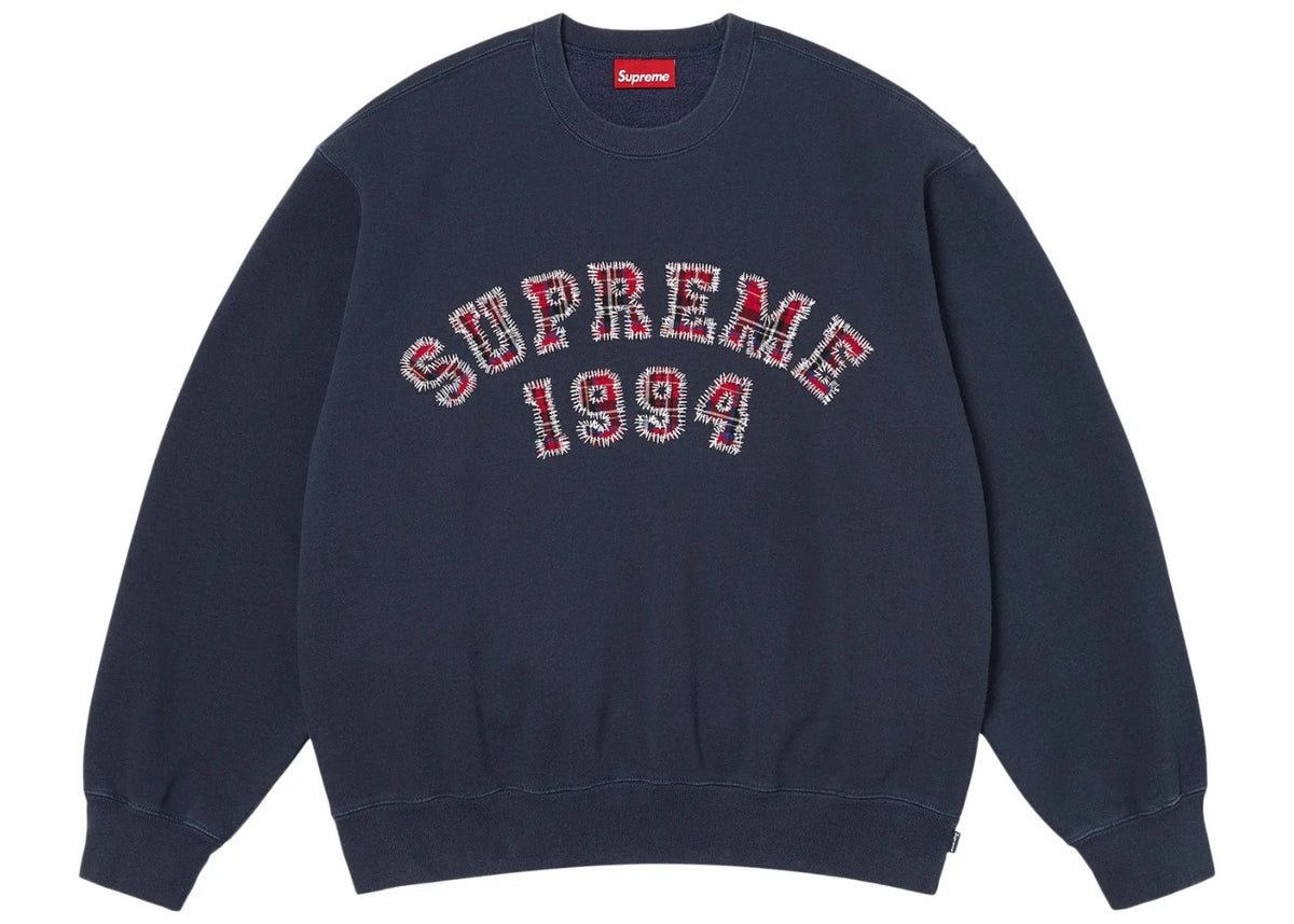 Supreme Plaid Arc Crewneck Navy Blue