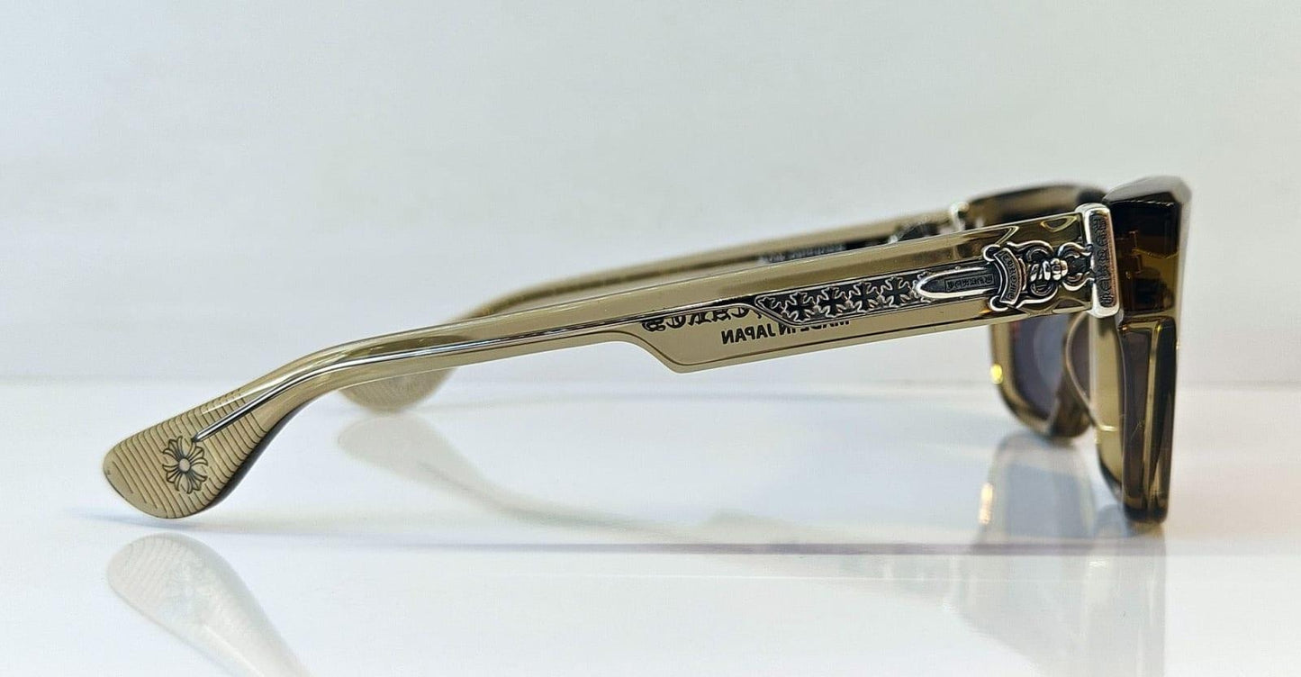 Chrome Hearts Box Officer Sunglasses Transparent Gold