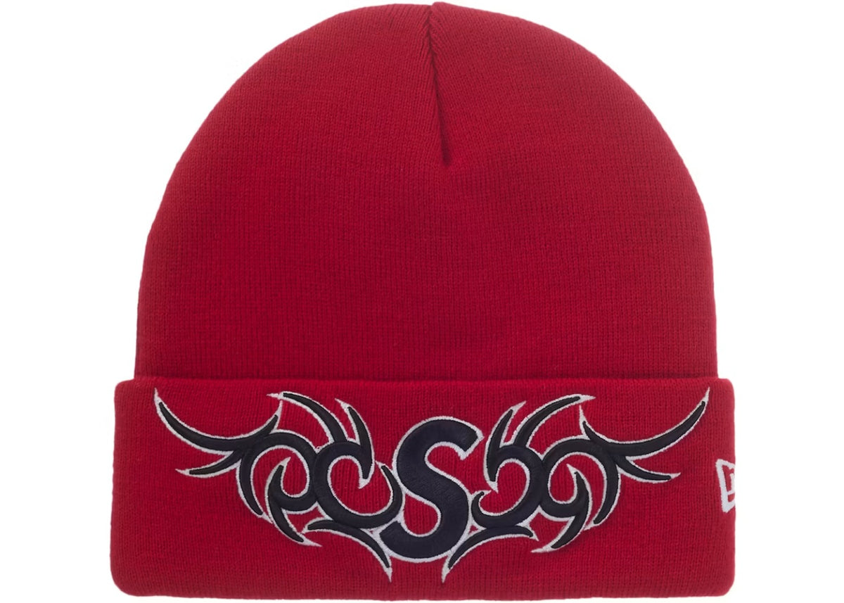 Supreme New Era Tribal S Logo Beanie Red