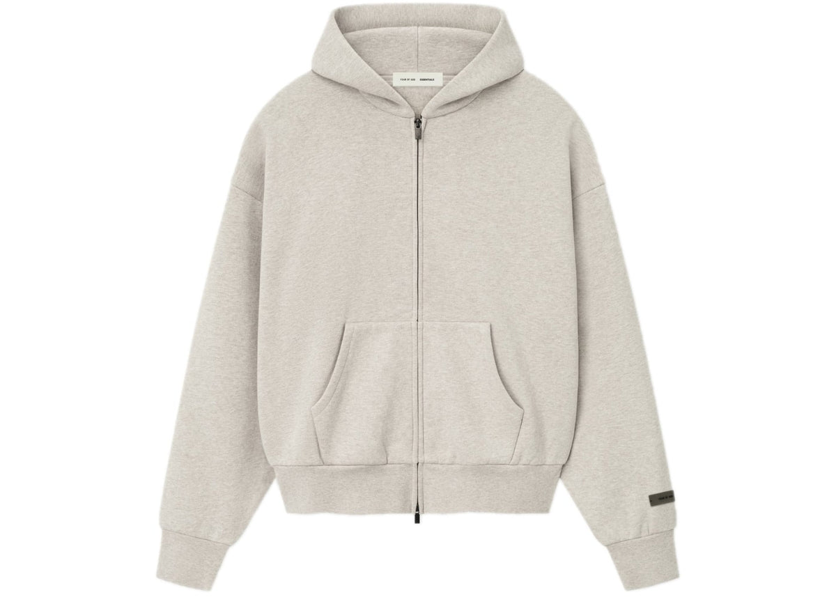 Fear of God Essentials Fleece Zip Up Hoodie Heather Stone