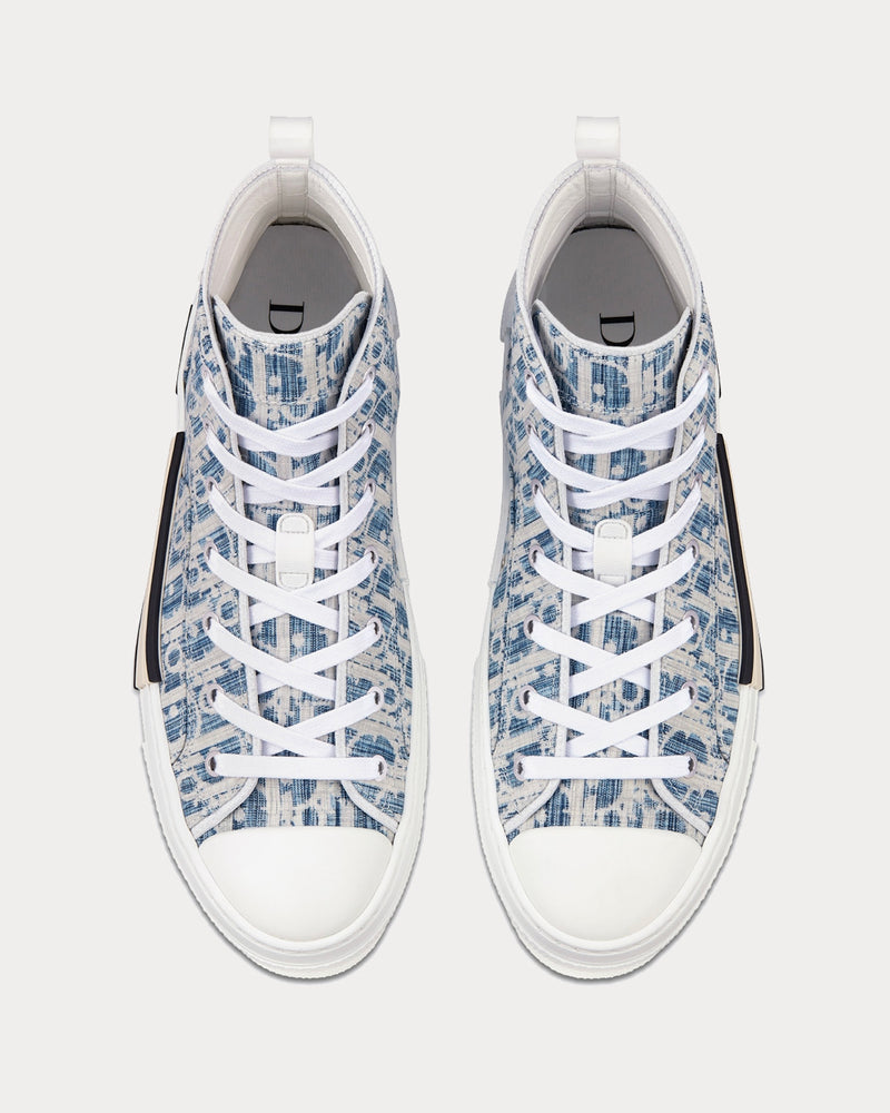 Dior Men's B23 Blue Dior Oblique Kasuri Jacquard High Top Sneakers