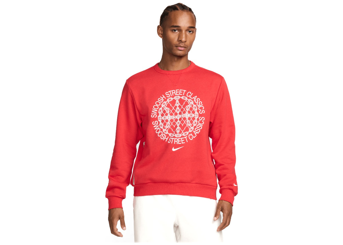 Nike Standard Issue Men's Dri-FIT Basketball Crew-Neck Sweatshirt University Red/Heather/Pale Ivory