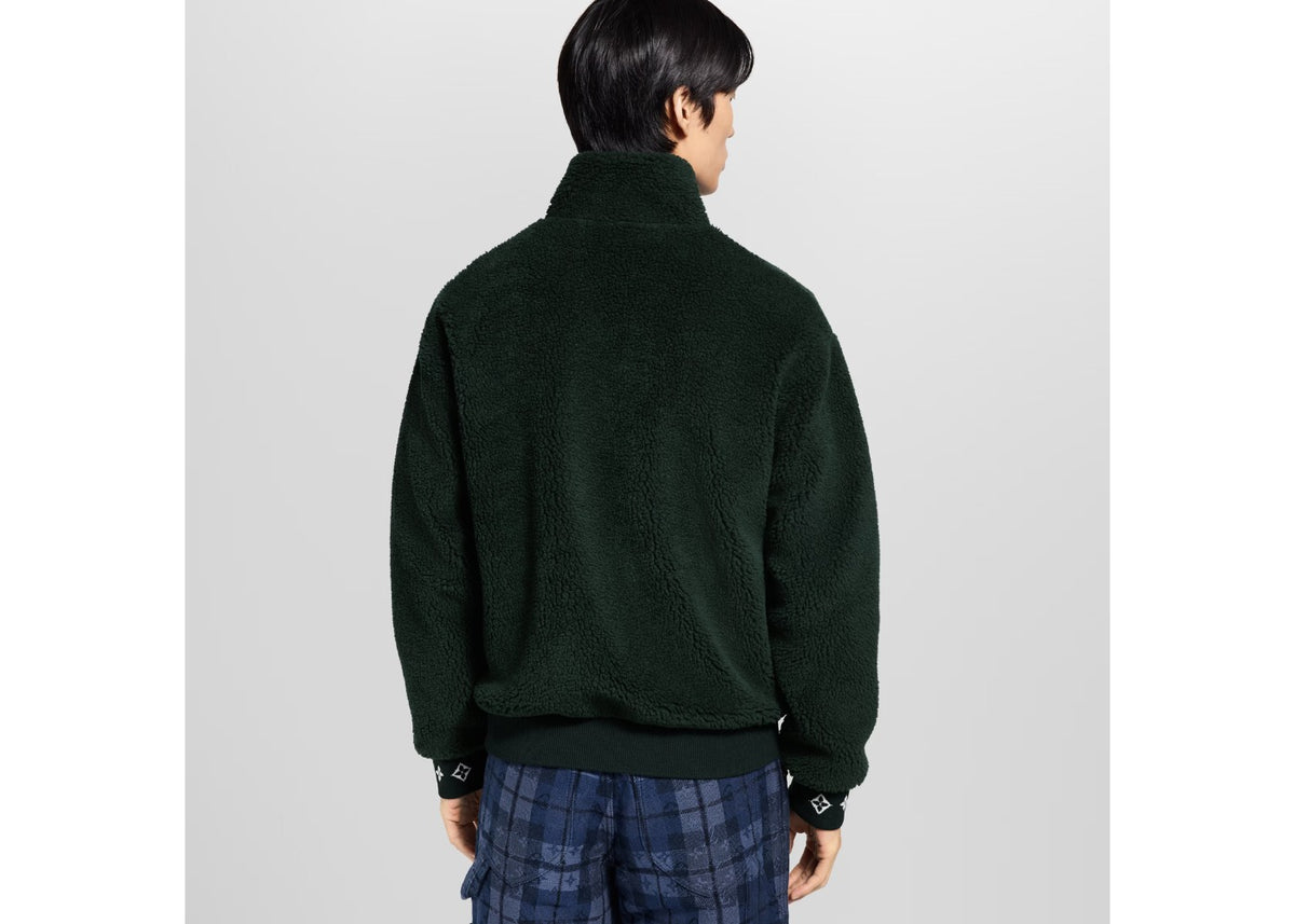 Louis Vuitton Leather Patch Fleece Jacket Green