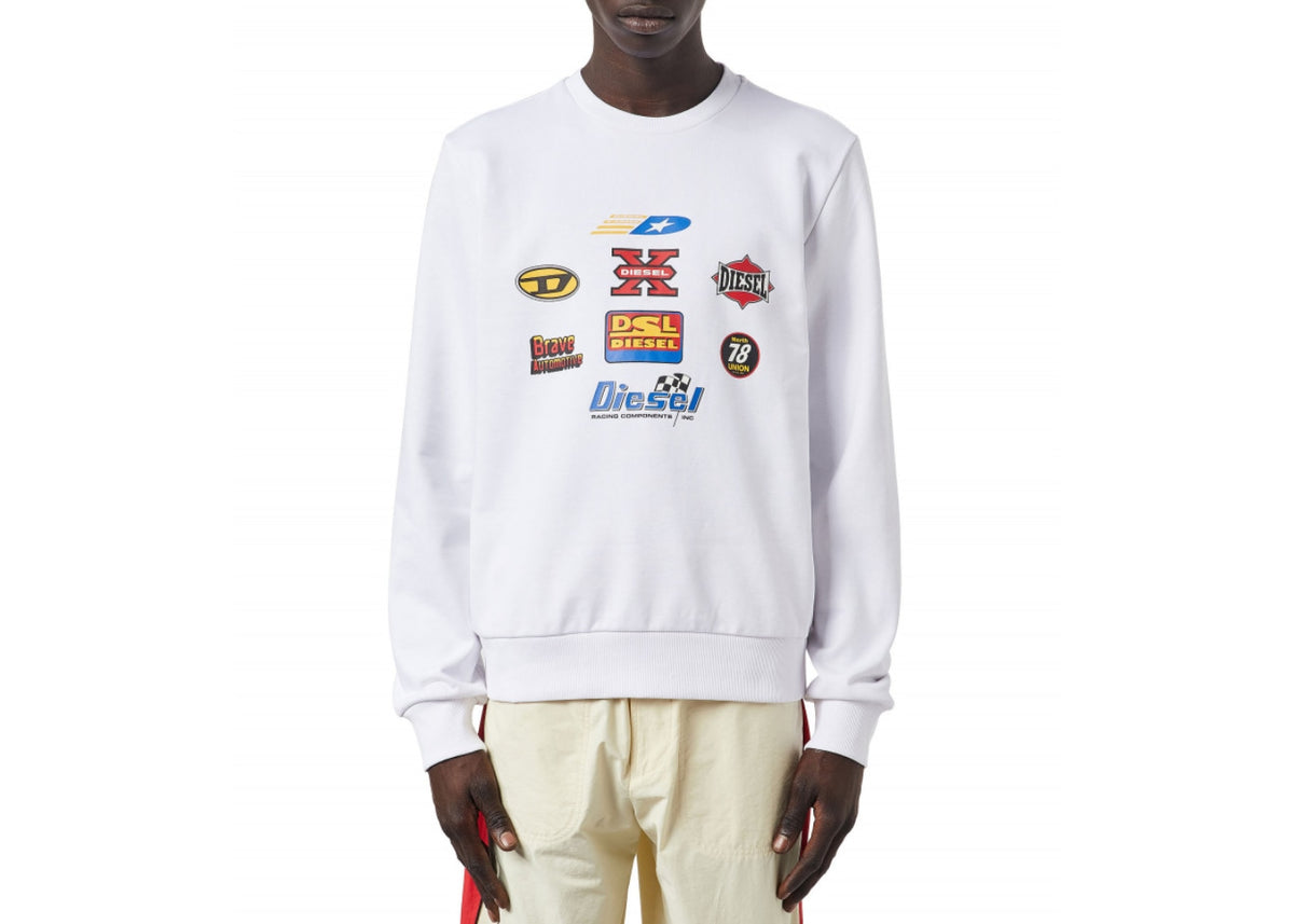 Diesel S-GINN-K24 Racing Logo Sweatshirt Bright White