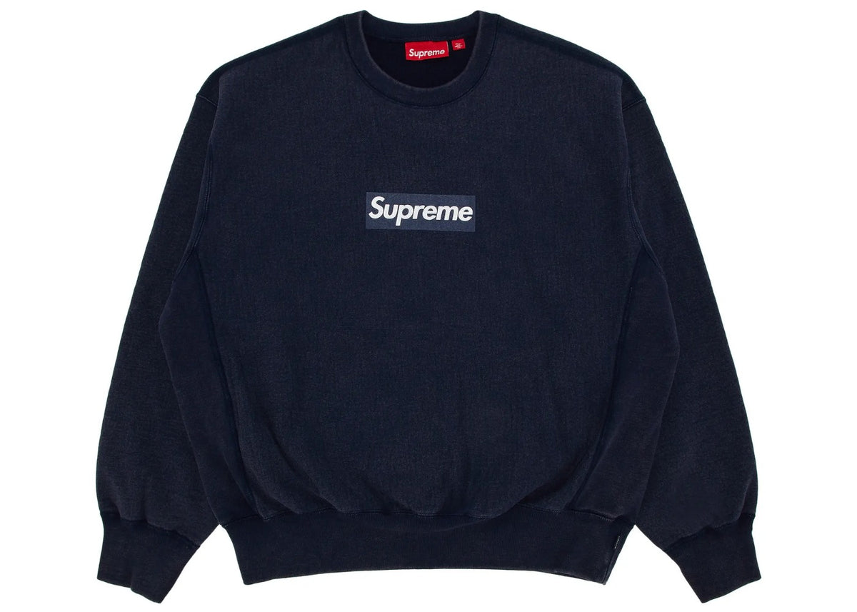 Supreme Washed Box Logo Crewneck Navy Blue