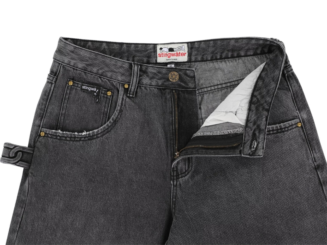 Stingwater Big Groe Jean Shorts Washed Out Acid Black