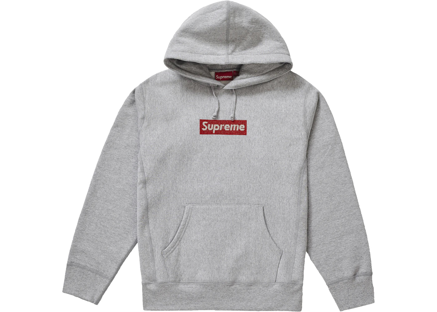 Supreme Swarovski Box Logo Hooded Sweatshirt Heather Grey