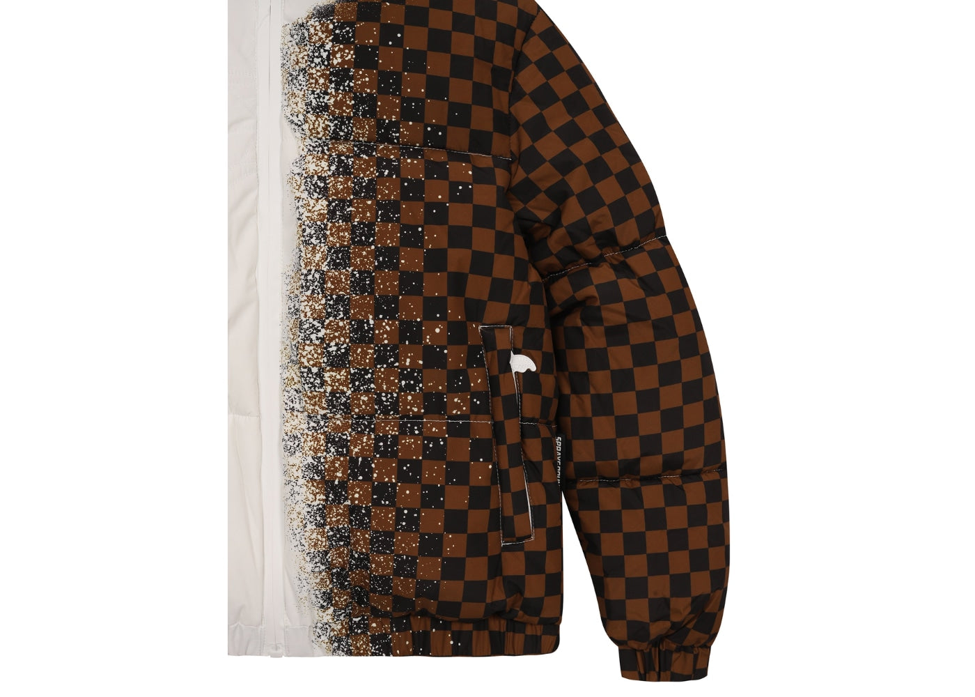Sprayground Spray Checkered Puffer Down Jacket White Brown