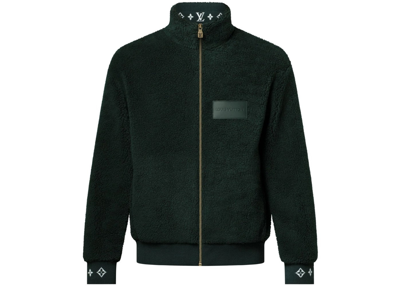 Louis Vuitton Leather Patch Fleece Jacket