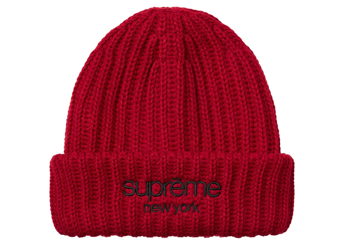 Supreme Classic Logo Chunky Ribbed Beanie (FW26) Red