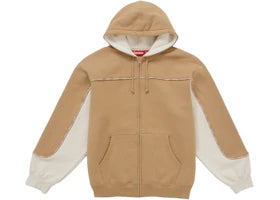 Supreme Piping Zip Up Hooded Sweatshirt Brown