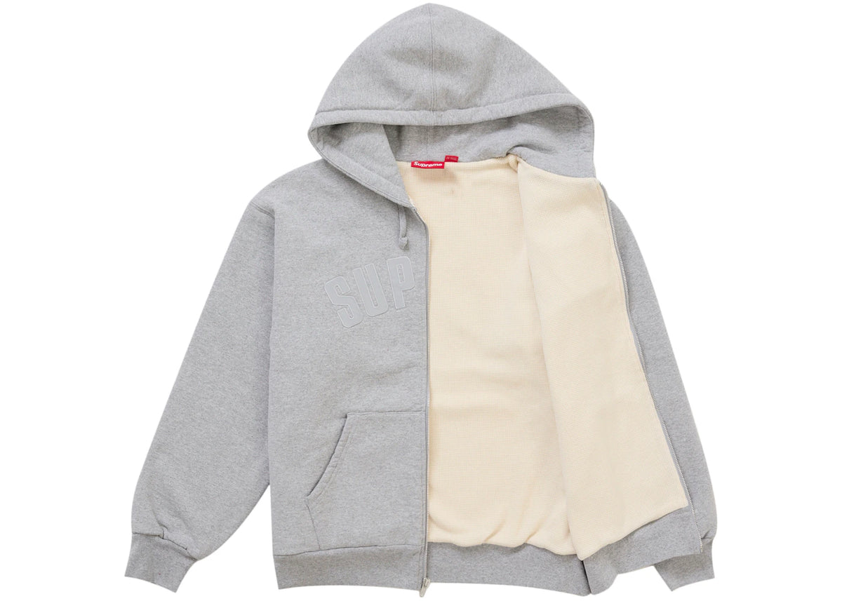 Supreme Arc Thermal Lined Zip Up Hooded Sweatshirt (FW26) Heather Grey