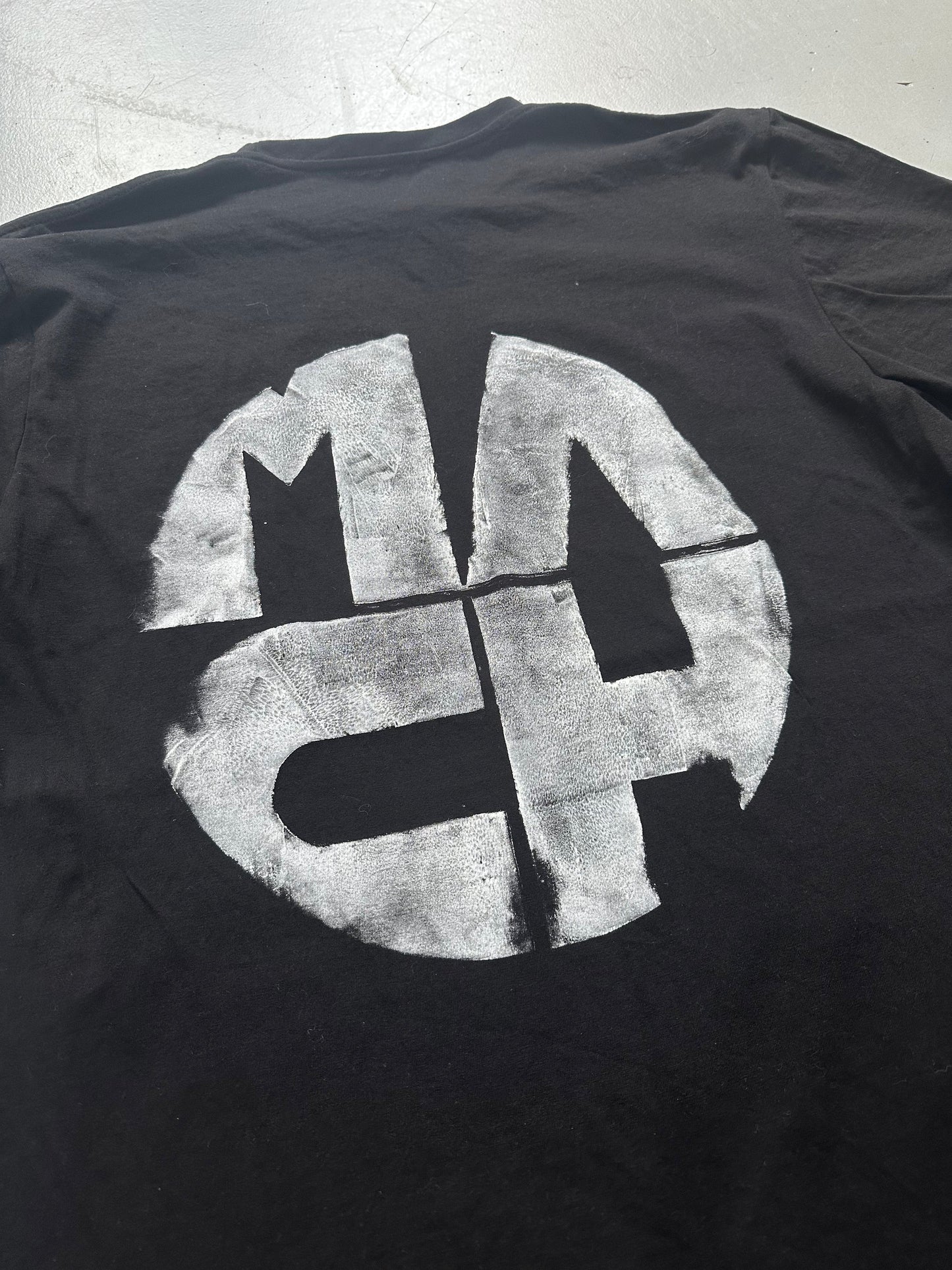 Mach Designs Damaged Iconic White Logo Tshirt Black