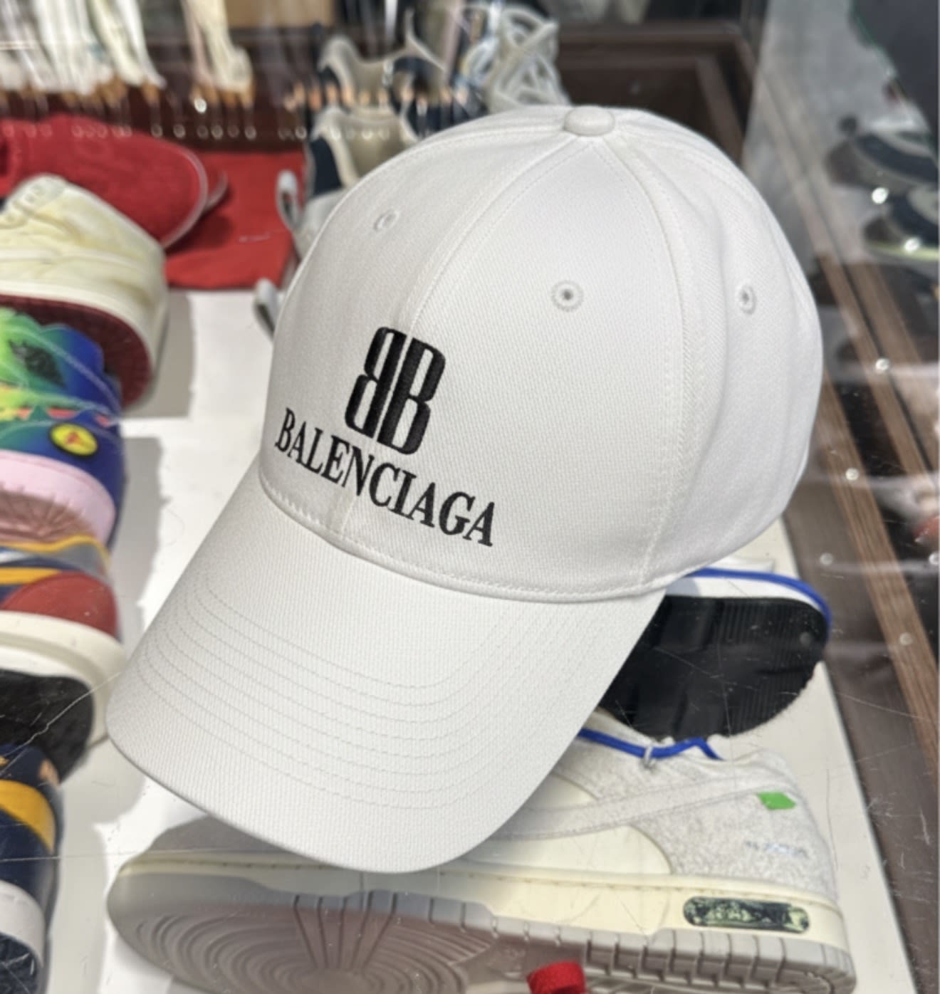 Balenciaga Nano Embroidered BB Logo Baseball Cap White