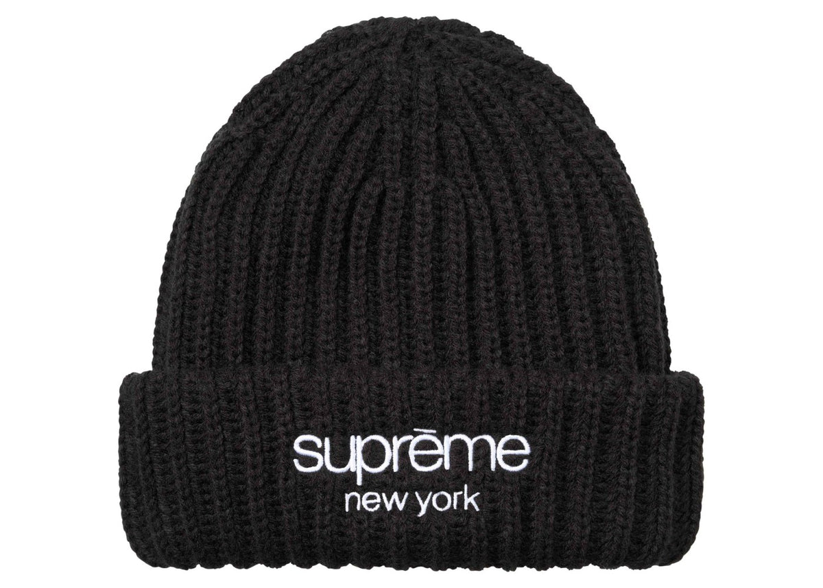 Supreme Classic Logo Chunky Ribbed Beanie (FW26) Black