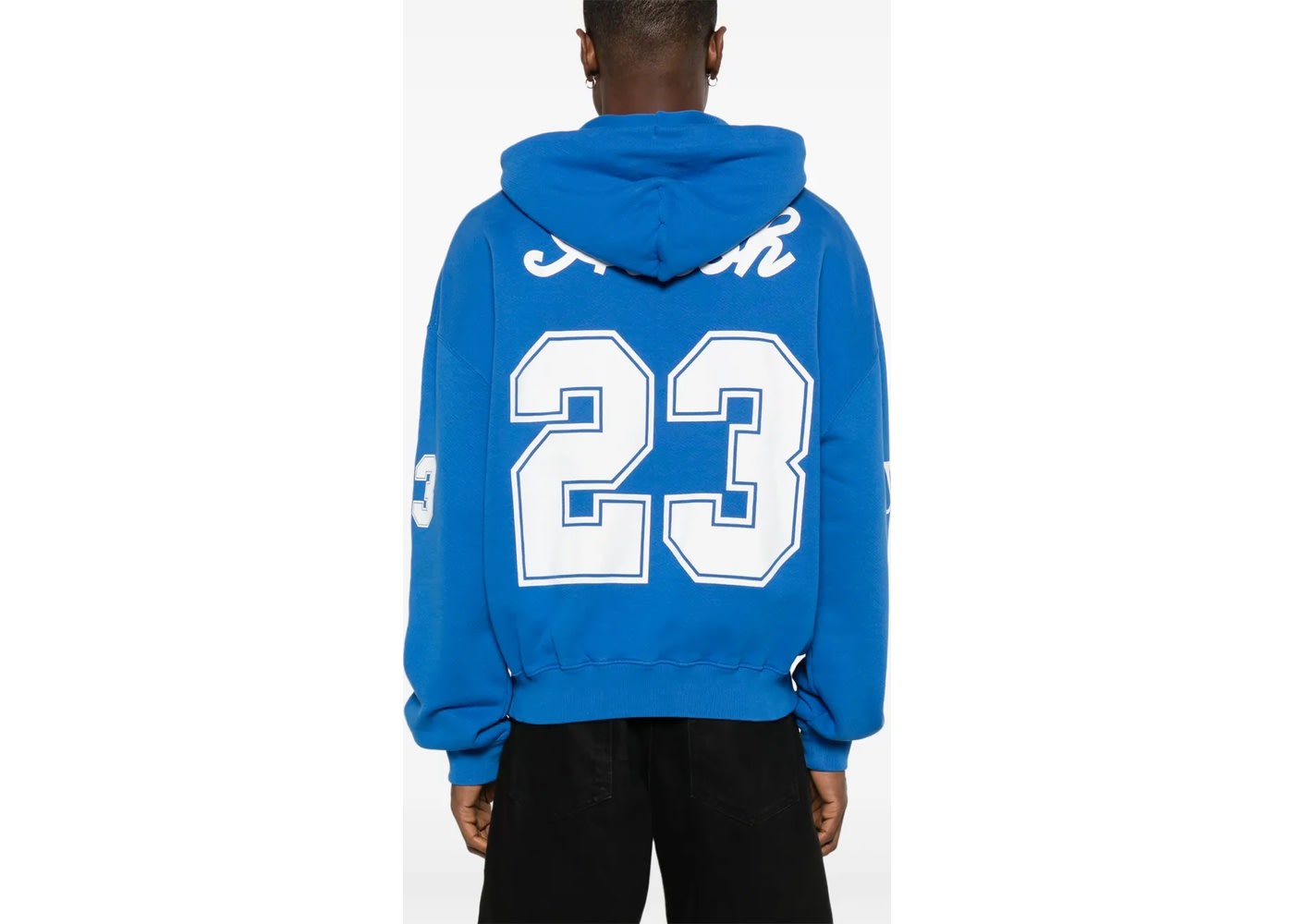 Off White OW 23 Virgil Abloh Football Over logo-print Hoodie Blue