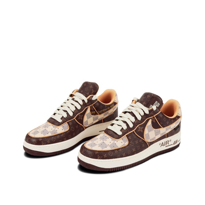 Nike Air Force 1 Low Louis Vuitton By Virgil Abloh Monogram Brown Damier Azur