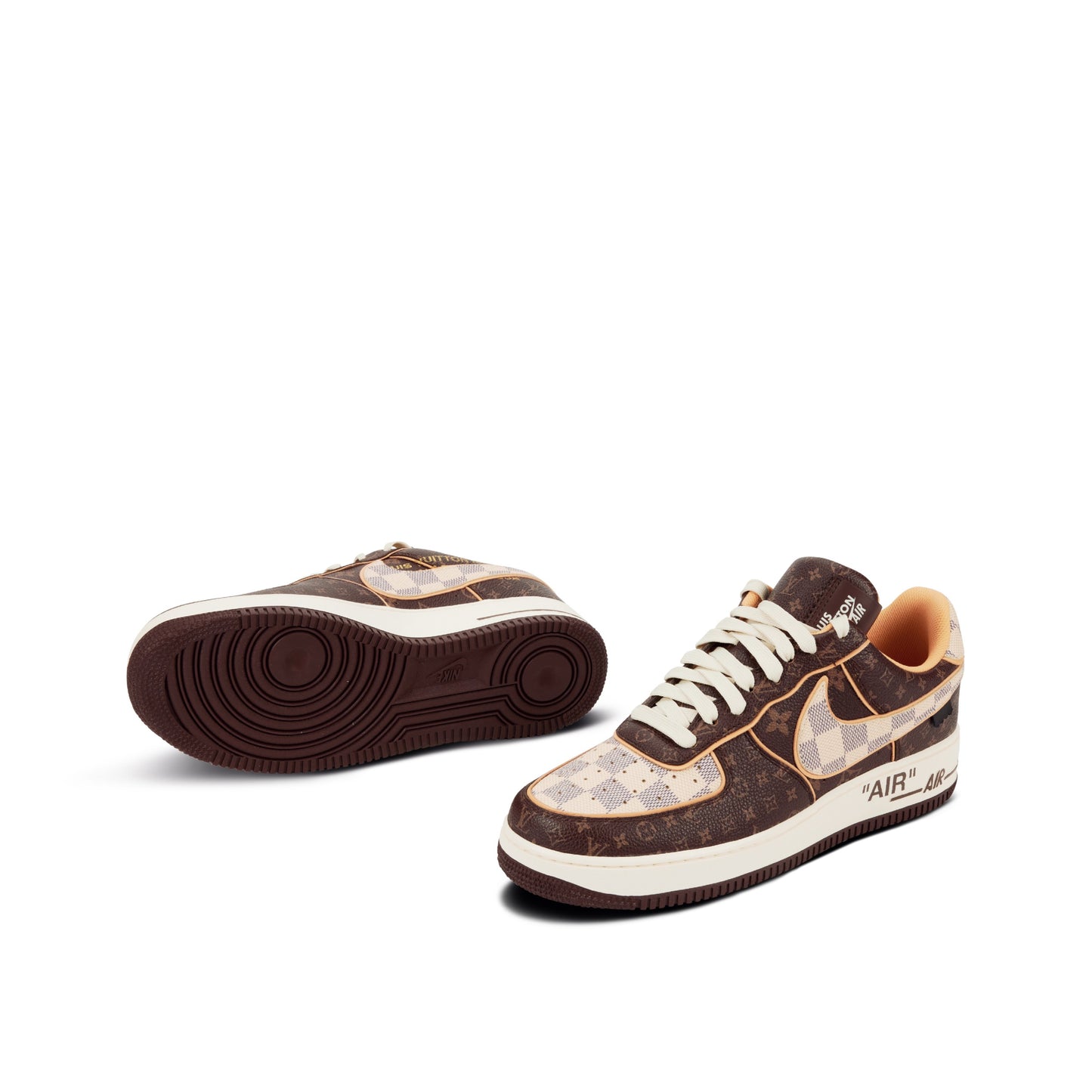 Nike Air Force 1 Low Louis Vuitton By Virgil Abloh Monogram Brown Damier Azur