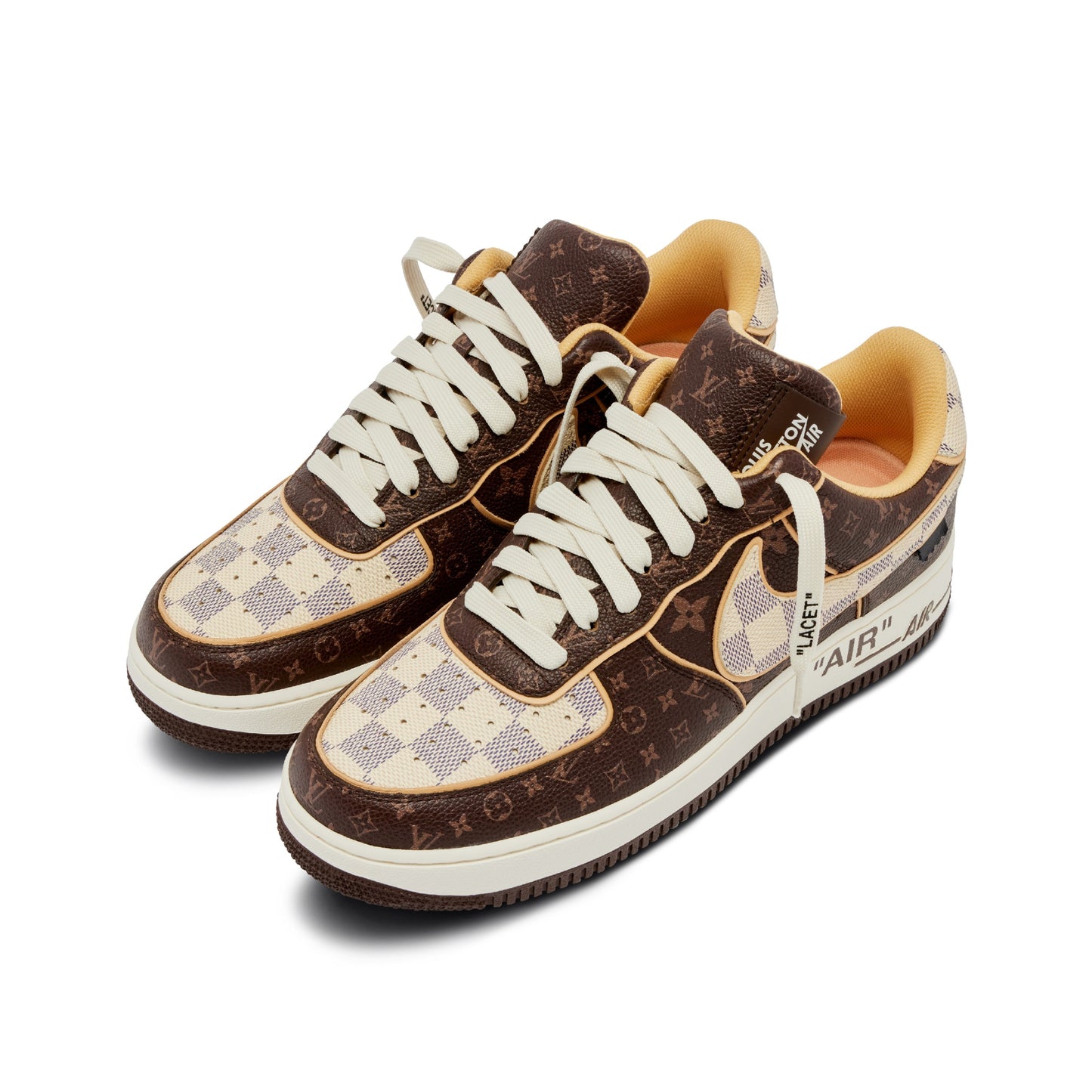 Nike Air Force 1 Low Louis Vuitton By Virgil Abloh Monogram Brown Damier Azur