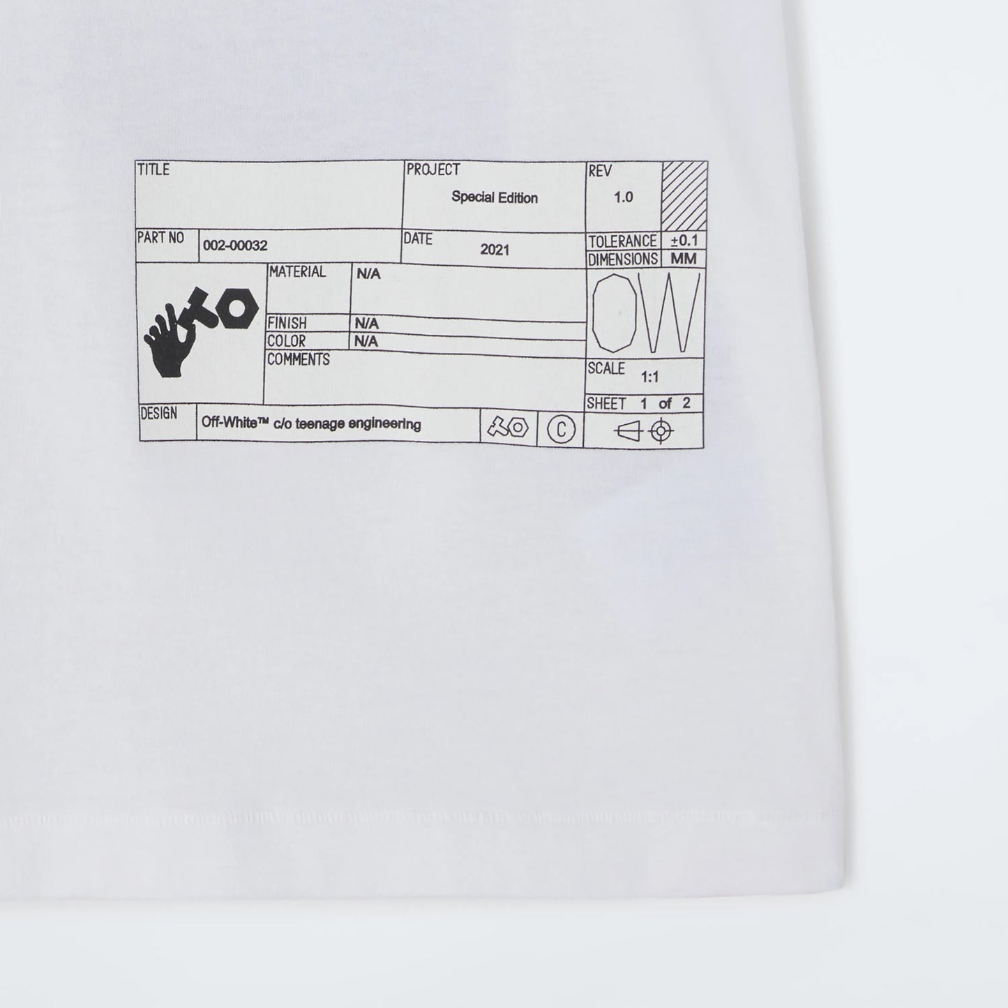 Off-WhiteMen's x Teenage Engineering Crossover SS22 Logo Printing Round Neck Short Sleeve White T-Shirt