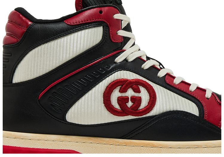 Gucci MAC80 High Top Sneakers Black White Red