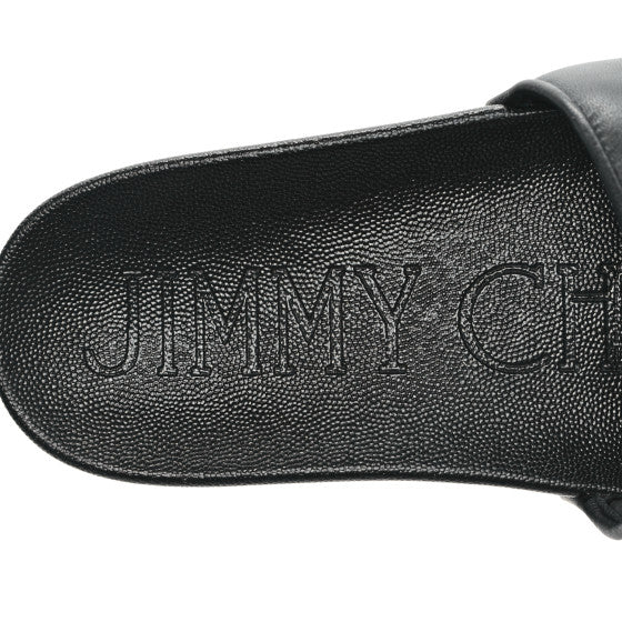Jimmy Choo Nappa Embossed Logo Azari Slide Sandals Black