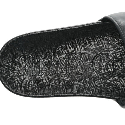 Jimmy Choo Nappa Embossed Logo Azari Slide Sandals Black