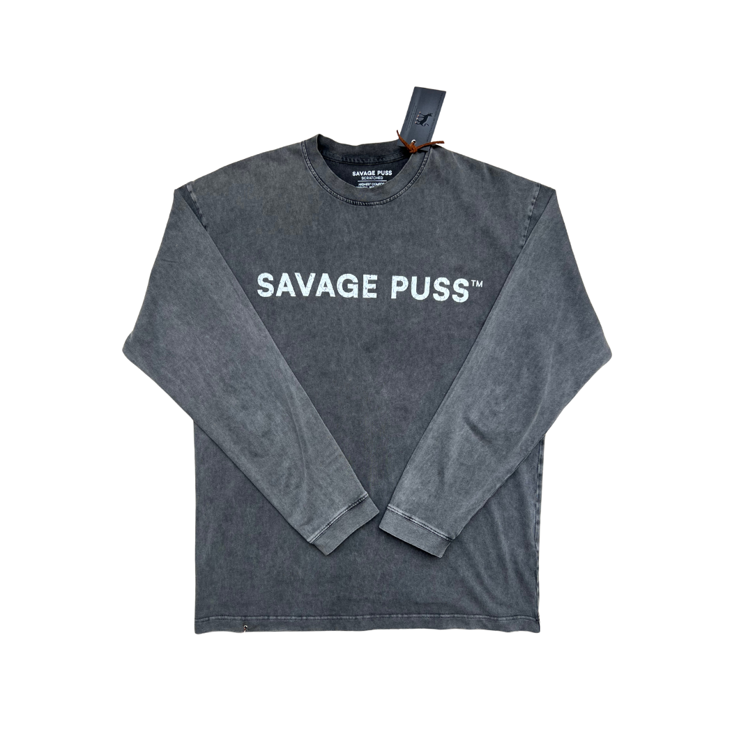 Savage Puss™ vintage heavy longsleeve T-shirt gray savagepuss