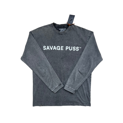 Savage Puss™ vintage heavy longsleeve T-shirt gray savagepuss