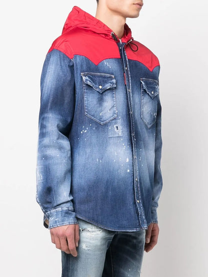 Dsquared2 hooded hybrid denim jacket