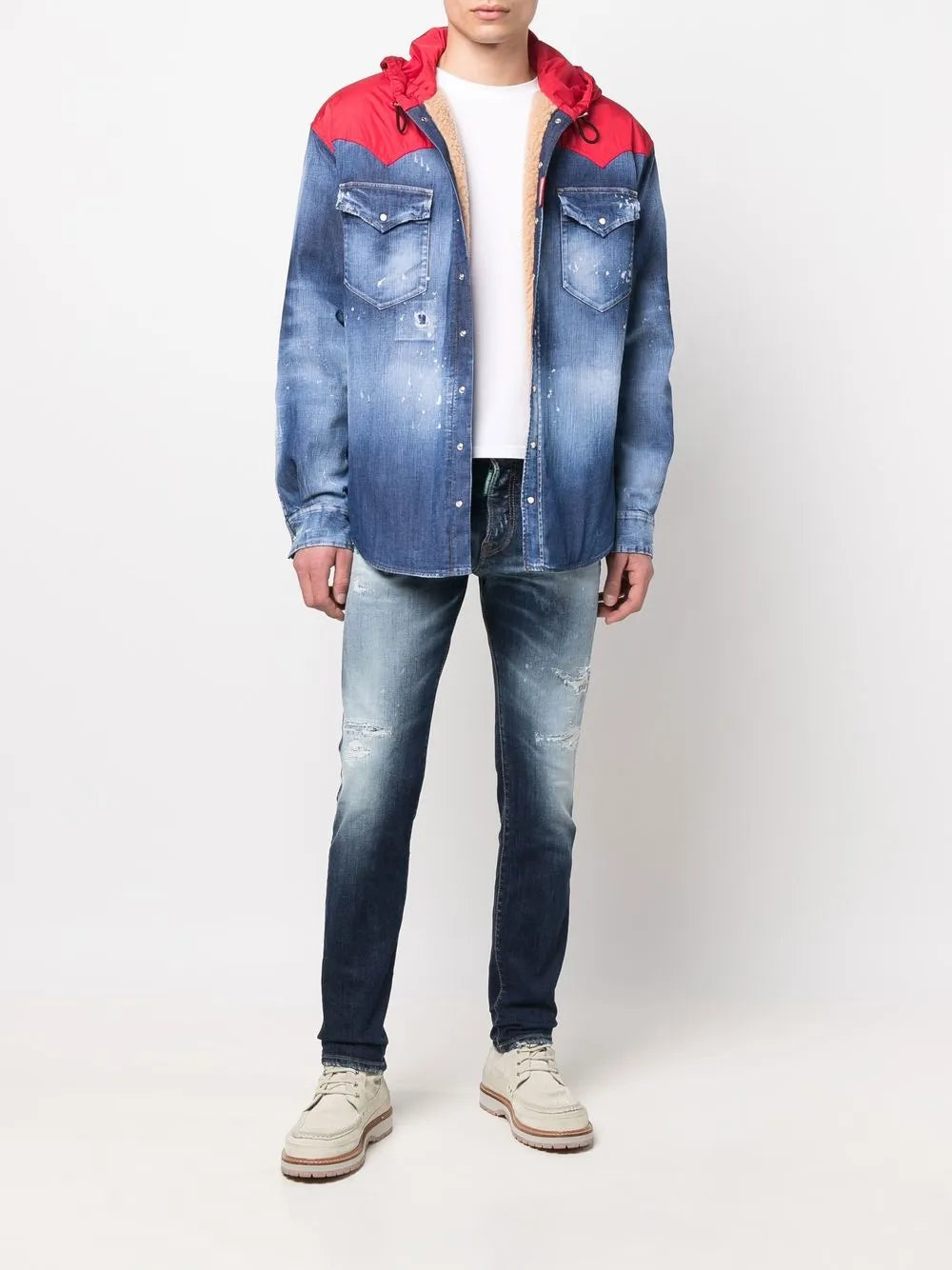 Dsquared2 hooded hybrid denim jacket