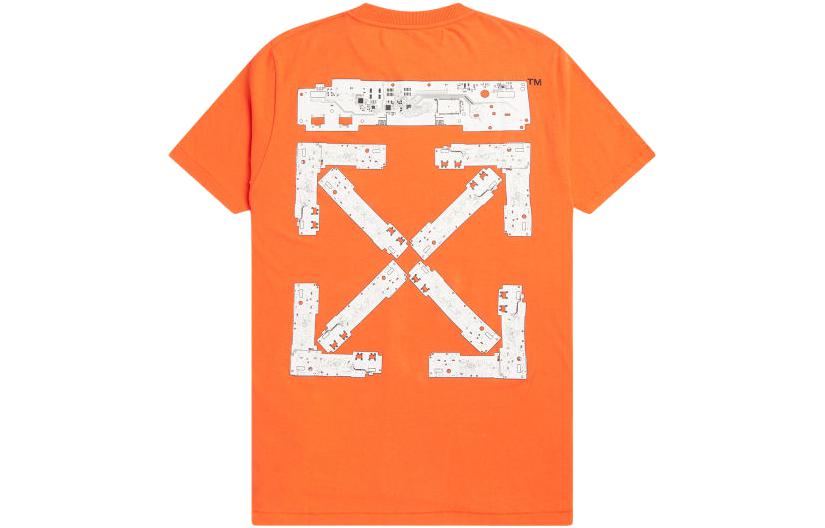 Off-White x Teenage Engineering Crossover SS22 Logo Printing Round Neck Short Sleeve Orange T-Shirt OMAA027T22JER0012001