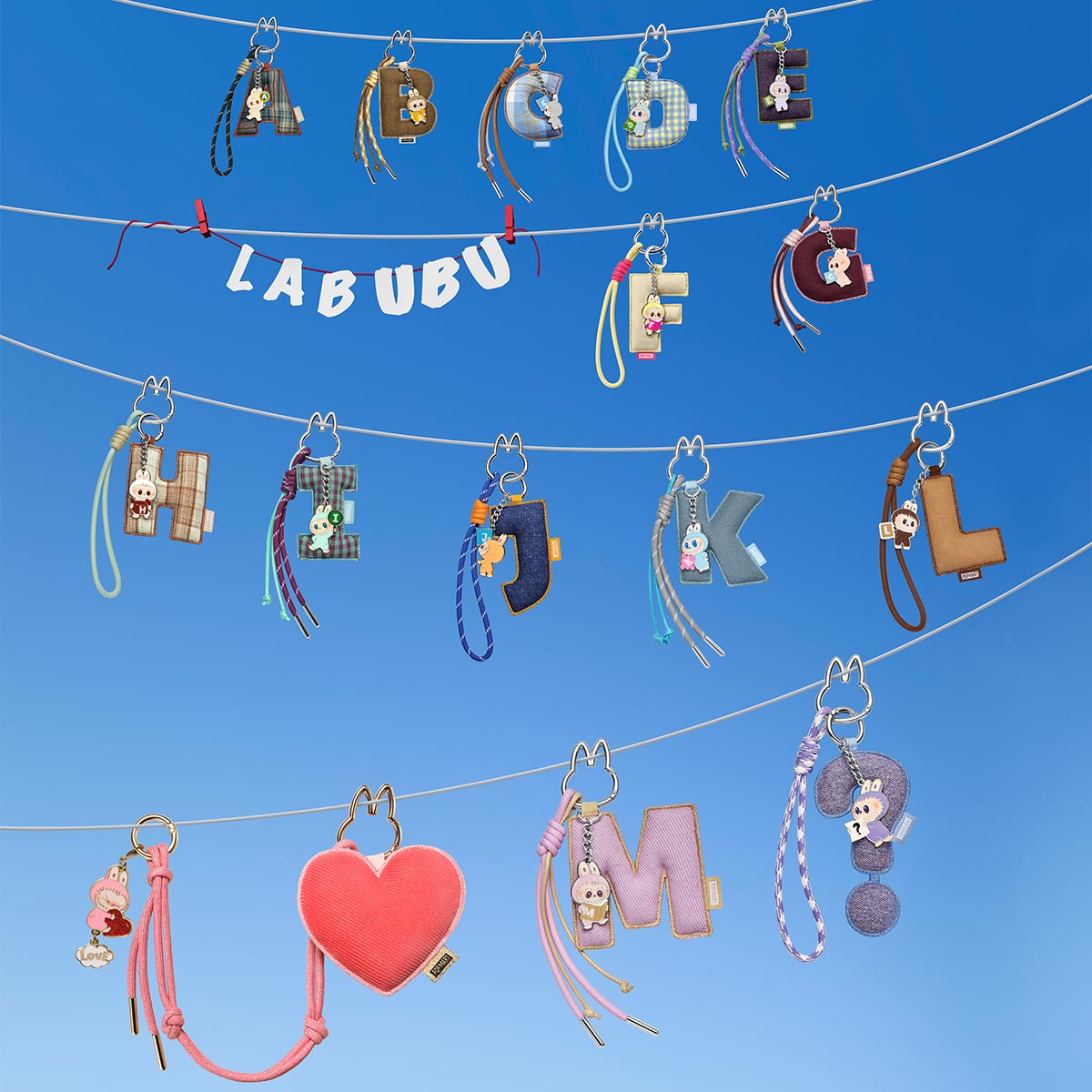 THE MONSTERS Labubu PIN FOR LOVE SERIES Letter Pendant Blind Box (A-M)