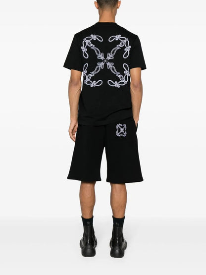 Off White Bandana Arrow Skate Jogging Shorts Black
