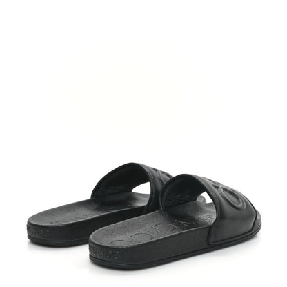 Jimmy Choo Nappa Embossed Logo Azari Slide Sandals Black