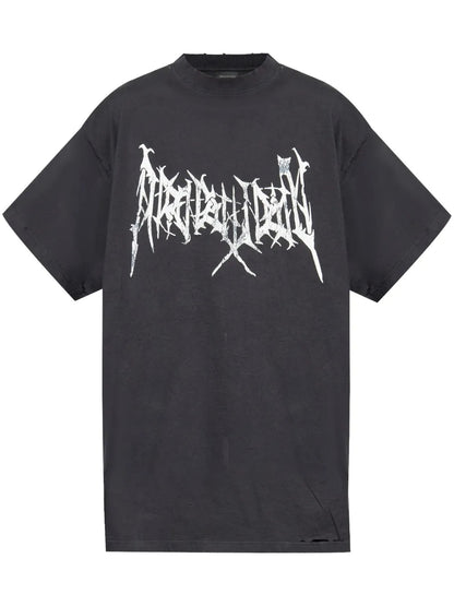 Balenciaga Black Metal Logo Oversized T-shirt