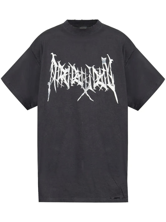 Balenciaga Black Metal Logo Oversized T-shirt