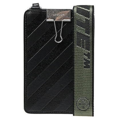 Off-White Diagonal Binder Leather Phone Wallet-On-Strap