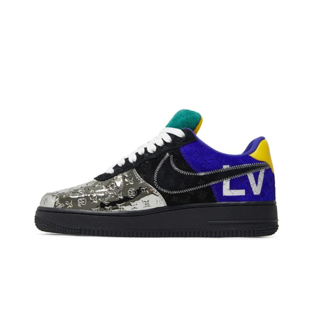 Nike Air Force 1 Low Louis Vuitton By Virgil Abloh Black Metallic Silver Yellow