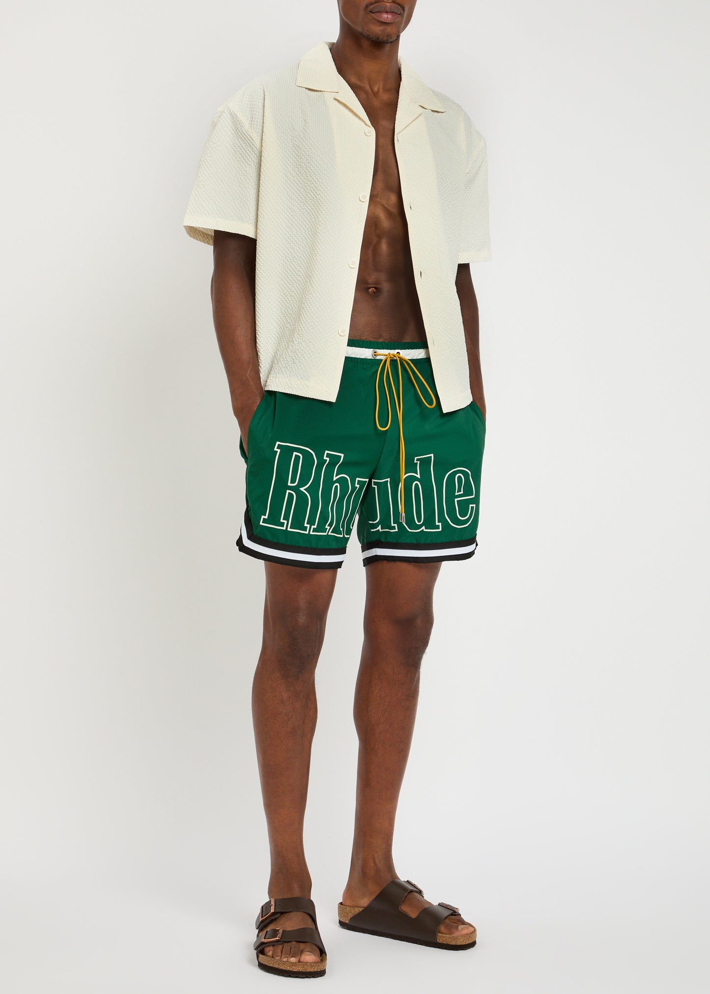 Rhude Printed Basketball Swim Shorts Green