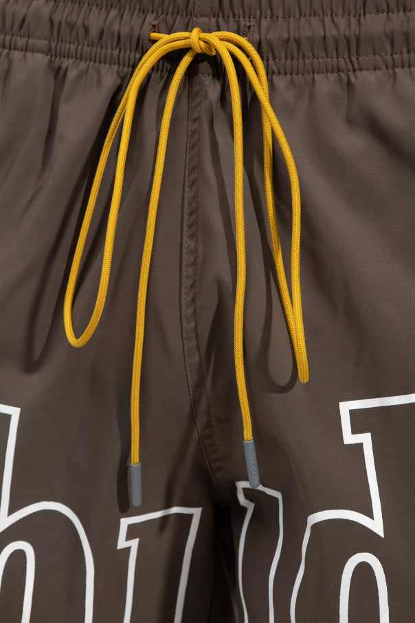 Rhude Printed Swim Shorts Brown