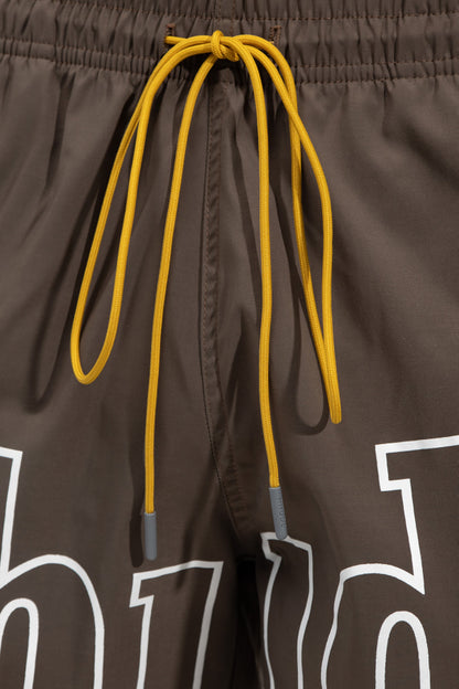 Rhude Printed Swim Shorts Brown