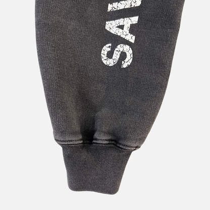 Savage Puss™ vintage black heavy double-zip hoodie