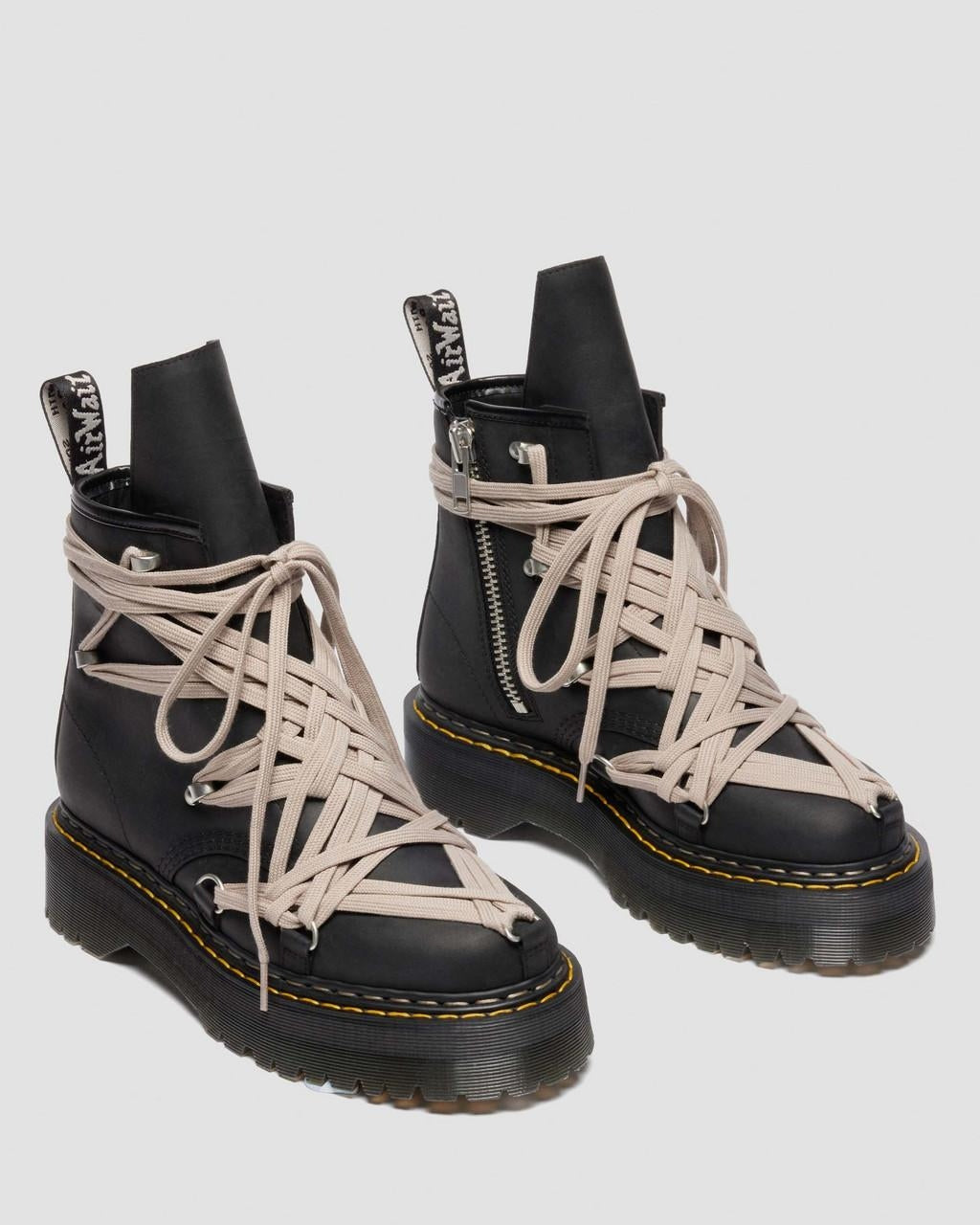 Dr. Martens 1460 Rick Owens DRKSHDW Quad Sole Megalace Leather Platform Boots Black