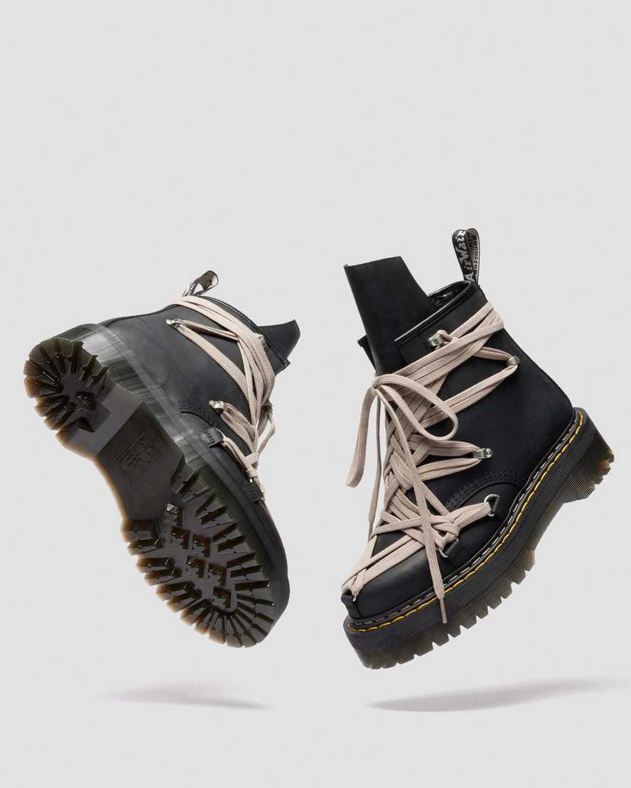 Dr. Martens 1460 Rick Owens DRKSHDW Quad Sole Megalace Leather Platform Boots Black