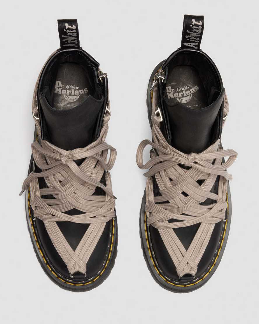 Dr. Martens 1460 Rick Owens DRKSHDW Quad Sole Megalace Leather Platform Boots Black