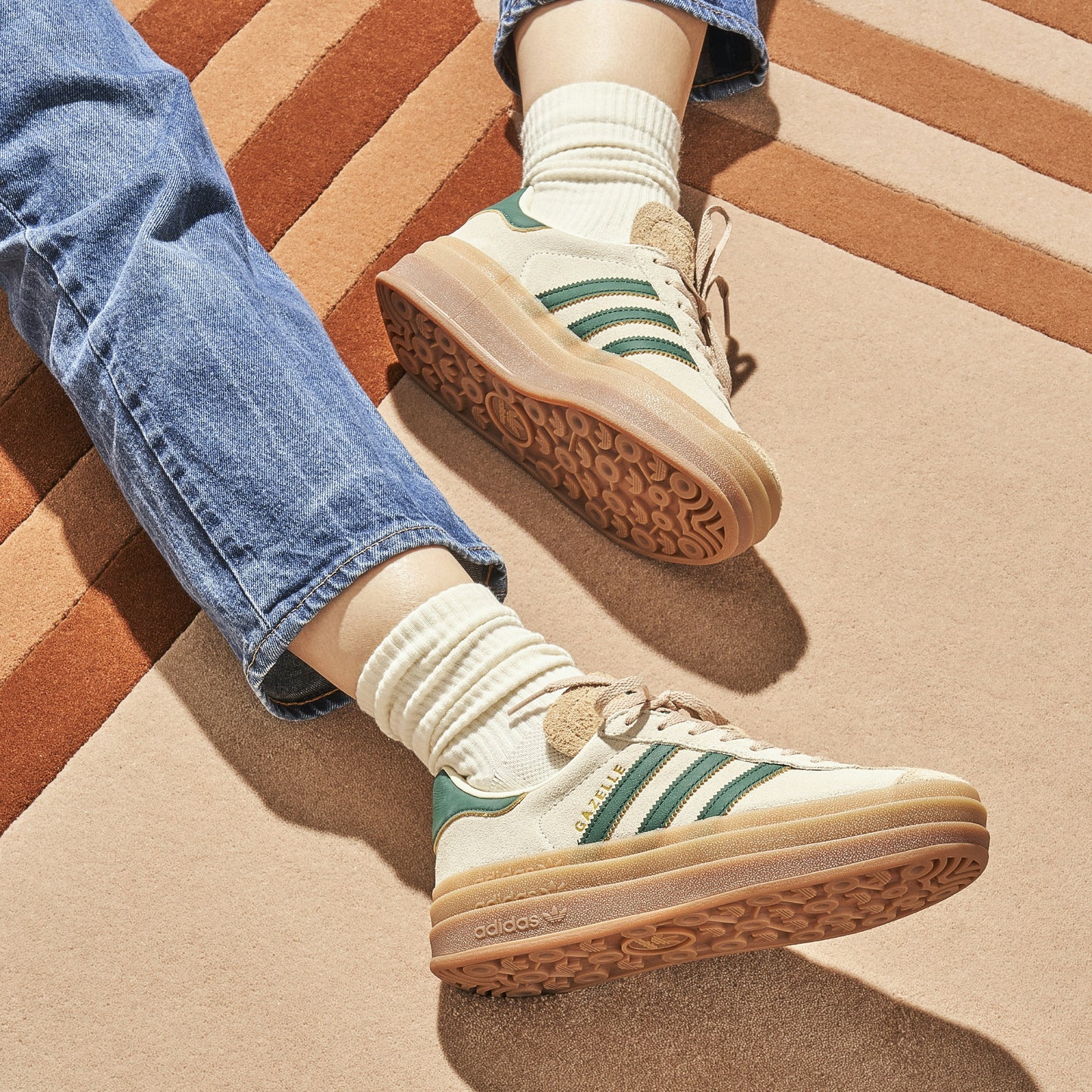 adidas Gazelle Bold Beige Collegiate Green Womens